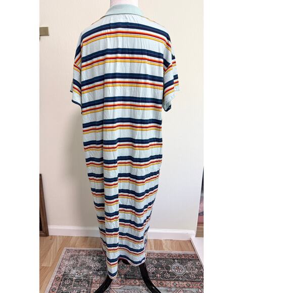 The Great Womens Oversized Midi Shirt Dress 3/L Blue Striped Cotton Preppy Beach - Picture 3 of 9